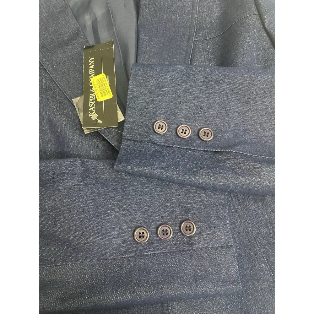 NWT Kasper & Co ASL Blue Blazer‎ Suit Jacket Size 8 One Button  Long Line